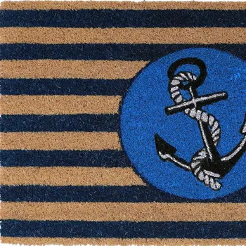 18" X 30" Brown and Blue Coir Anchor Outdoor Door Mat
