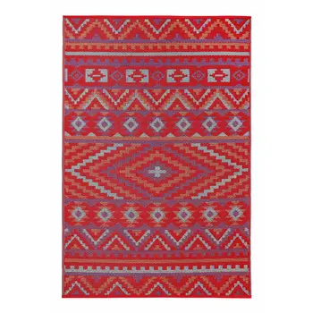 8' X 10' Red Geometric Indoor Outdoor Area Rug