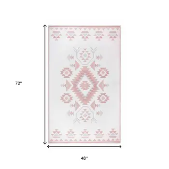4' X 6' Orange Geometric Indoor Outdoor Area Rug
