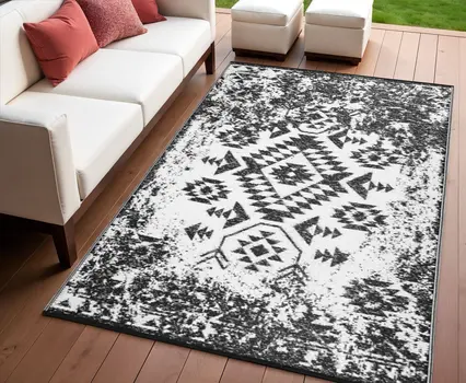 4' X 6' Black Indoor Outdoor Area Rug