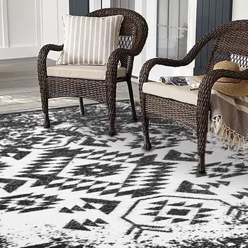 5' X 8' Black Indoor Outdoor Area Rug