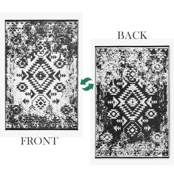 5' X 8' Black Indoor Outdoor Area Rug