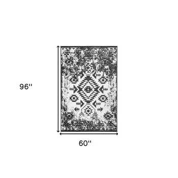 5' X 8' Black Indoor Outdoor Area Rug