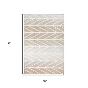 5' X 8' Taupe Geometric Indoor Outdoor Area Rug