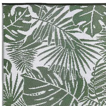 4' X 6' Green Floral Machine Braided Distressed Area Rug With UV Protection