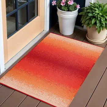 3' X 5' Orange Indoor Outdoor Area Rug