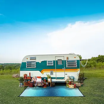 3' X 5' Teal Blue Indoor Outdoor Area Rug