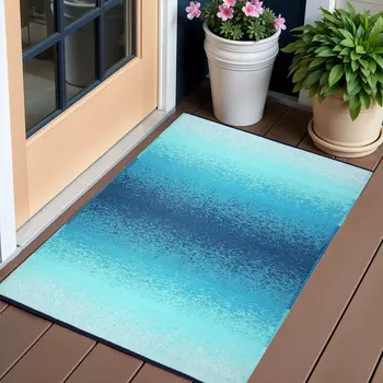 3' X 5' Teal Blue Indoor Outdoor Area Rug