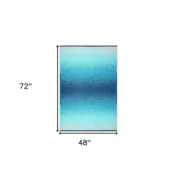 4' X 6' Teal Blue Machine Braided Distressed Area Rug With UV Protection