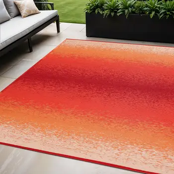 5' X 8' Orange Indoor Outdoor Area Rug