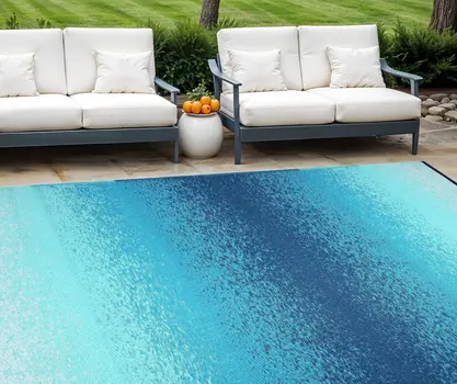 8' X 10' Teal Blue Indoor Outdoor Area Rug