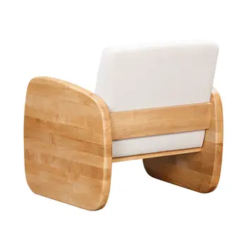 29" White And Natural Linen Arm Chair