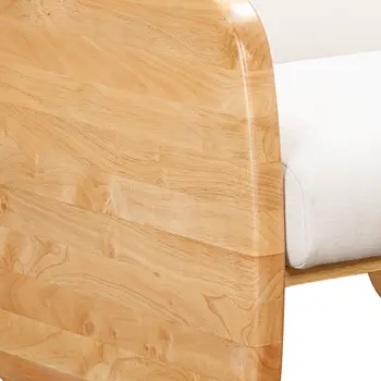29" White And Natural Linen Arm Chair