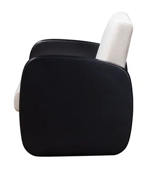 29" White And Black Linen Arm Chair