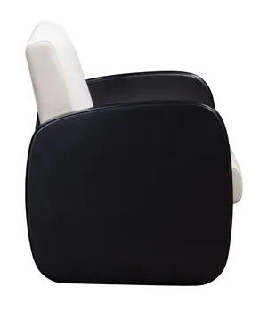 29" White And Black Linen Arm Chair