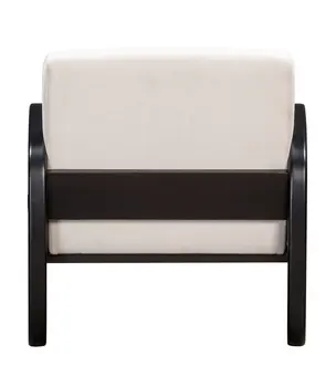 29" White And Black Linen Arm Chair