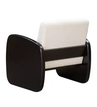 29" White And Black Linen Arm Chair