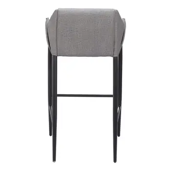 30" Slate Gray And Black Fabric And Steel Bar Height Bar Chair
