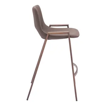Set of Two 26" Brown Faux Leather And Steel Low Back Counter Height Bar Chairs