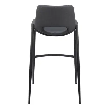 Set of Two 30" Black Faux Leather And Steel Low Back Bar Height Bar Chairs