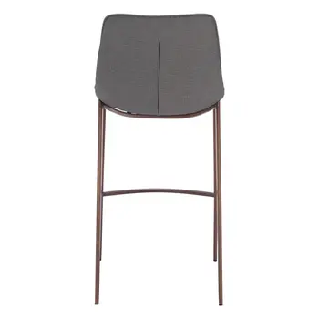 Set of Two 30" Slate Gray and Brown Faux Leather and Steel Bar Height Bar Chairs