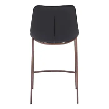 Set of Two 26" Black And Brown Faux Leather And Steel Counter Height Bar Chairs