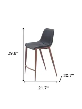 Set of Two 26" Black And Brown Faux Leather And Steel Counter Height Bar Chairs
