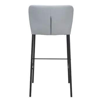 Set of Two 29" Gray And Black Faux Leather And Steel Bar Height Bar Chairs