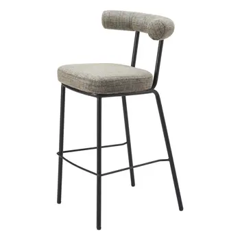 30" Green and Black Chenille and Steel Low Back Bar Height Bar Chair