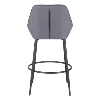 Set of Two 30" Gray And Black Fabric And Steel Bar Height Bar Chairs