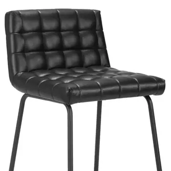 Set of Two 26" Black Faux Leather and Steel Counter Height Bar Chairs