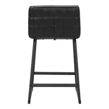 Set of Two 26" Black Faux Leather and Steel Counter Height Bar Chairs
