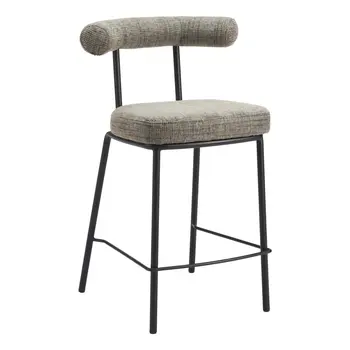 26" Green and Black Chenille and Steel Low Back Counter Height Bar Chair