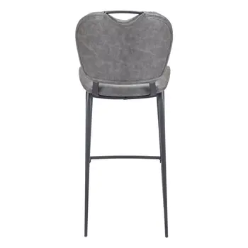 30" Gray And Black Faux Leather And Steel Low Back Bar Height Bar Chair