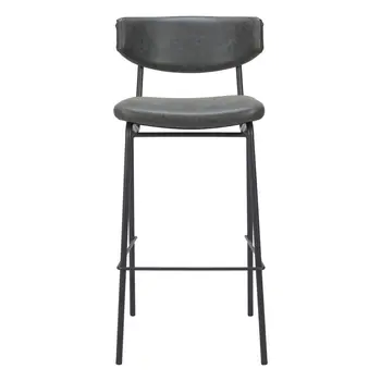 Set of Two 26" Black Faux Leather and Steel Low Back Counter Height Bar Chairs