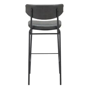 Set of Two 26" Black Faux Leather and Steel Low Back Counter Height Bar Chairs