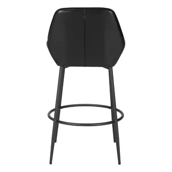 Set of Two 30" Black Faux Leather And Steel Bar Height Bar Chairs