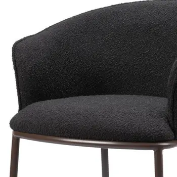 26" Black and Bronze Shearling and Steel Counter Height Bar Chair