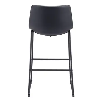 Set of Two 29" Black Faux Leather and Steel Counter Height Bar Chairs