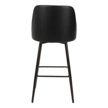 30" Black And Bronze Faux Leather And Steel Bar Height Swivel Bar Chair