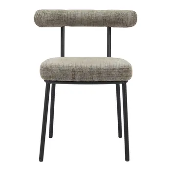 Set of Two Green and Black Upholstered Chenille Open Back Dining Side Chairs