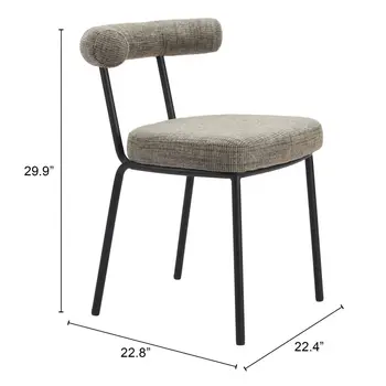 Set of Two Green and Black Upholstered Chenille Open Back Dining Side Chairs