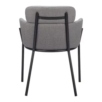 Set of Two Gray and Black Upholstered Faux Leather Dining Arm Chairs
