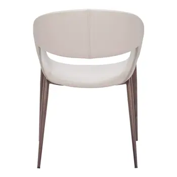 Set of Two Beige and Brown Upholstered Faux Leather Open Back Dining Arm Chairs