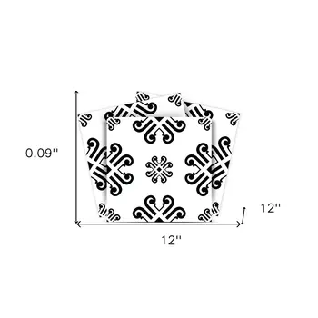 12" X 12" Black and White Daisy Peel and Stick Removable Tiles