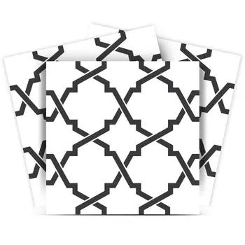 12" X 12" Black and White Prism Peel and Stick Removable Tiles