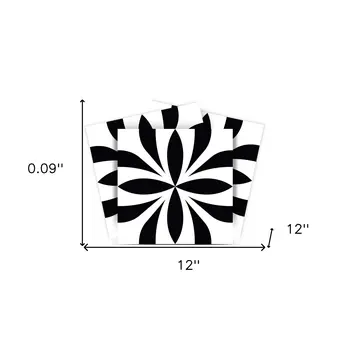 12" X 12" Black and White Colla Peel and Stick Removable Tiles