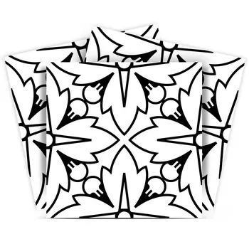 12" X 12" White and Black Cross Peel and Stick Removable Tiles
