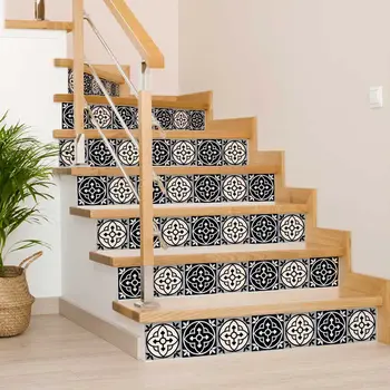 12" X 12" Black and White Rory Peel and Stick Removable Tiles