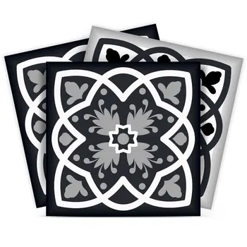 12" X 12" Black White and Gray Baz Peel and Stick Removable Tiles